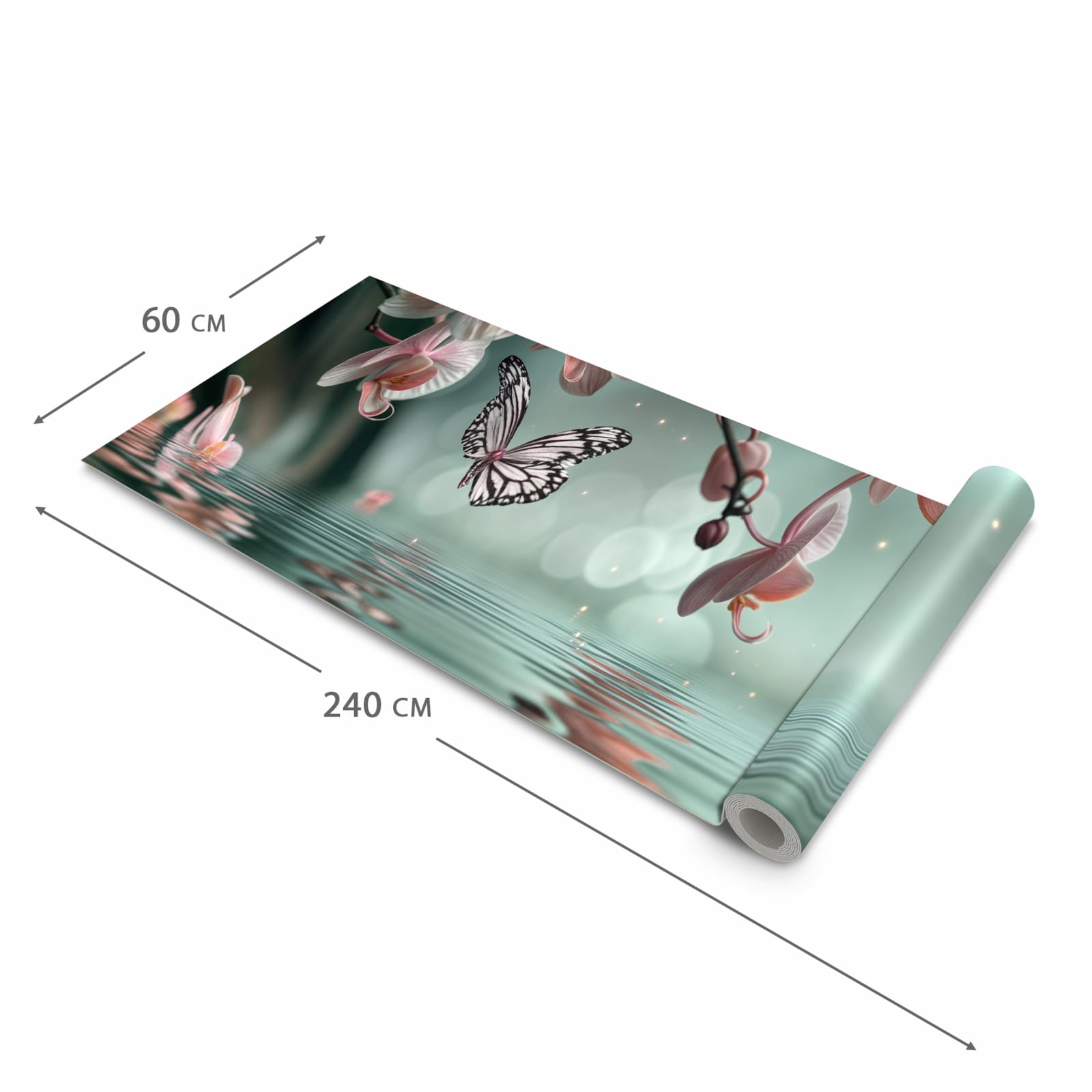 Zeitsparender Küchenteppich mit Motiv Orchideen Schmetterling in der Grösse 60x270 cm