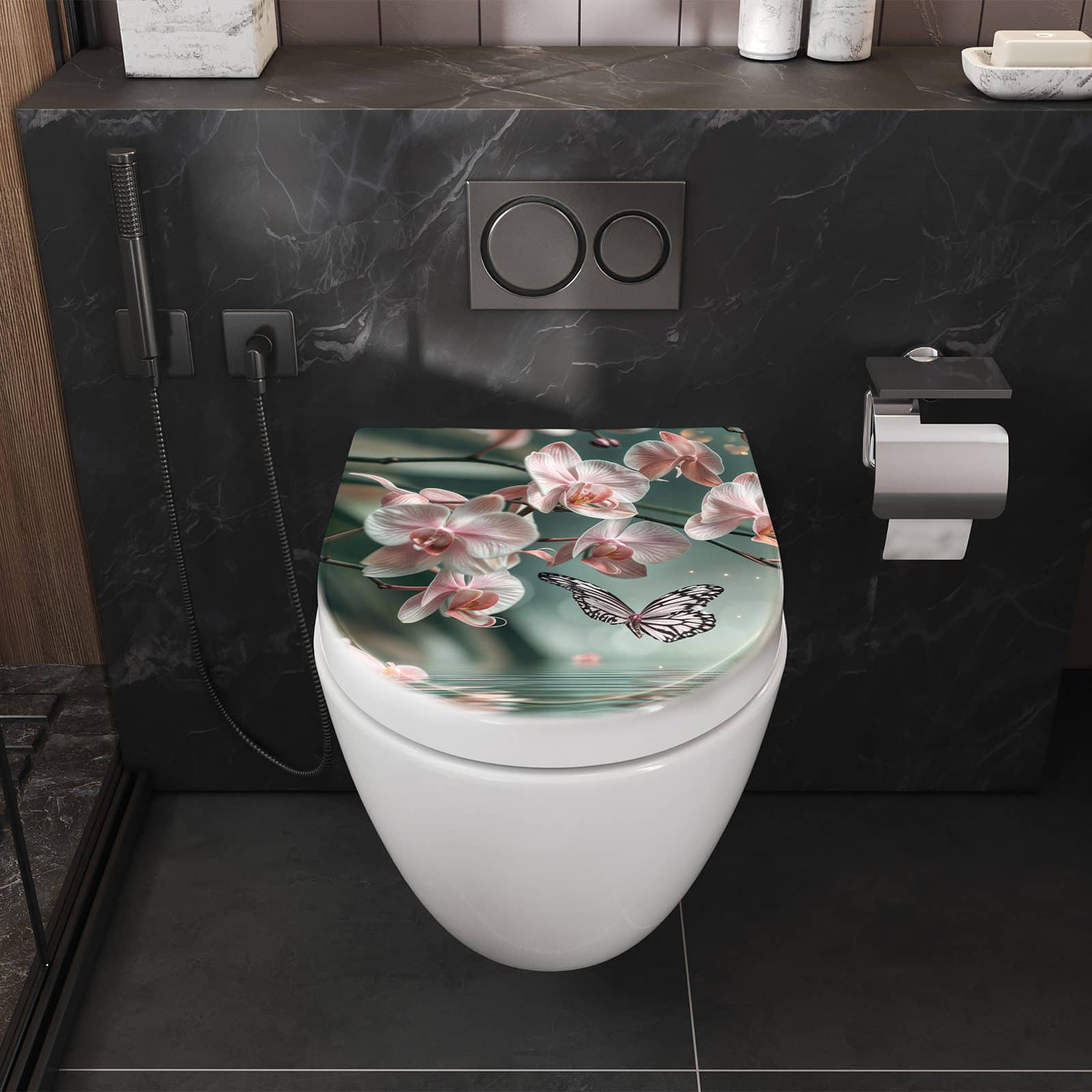 WC-Sitz mit Absenkautomatik Orchideen Schmetterling