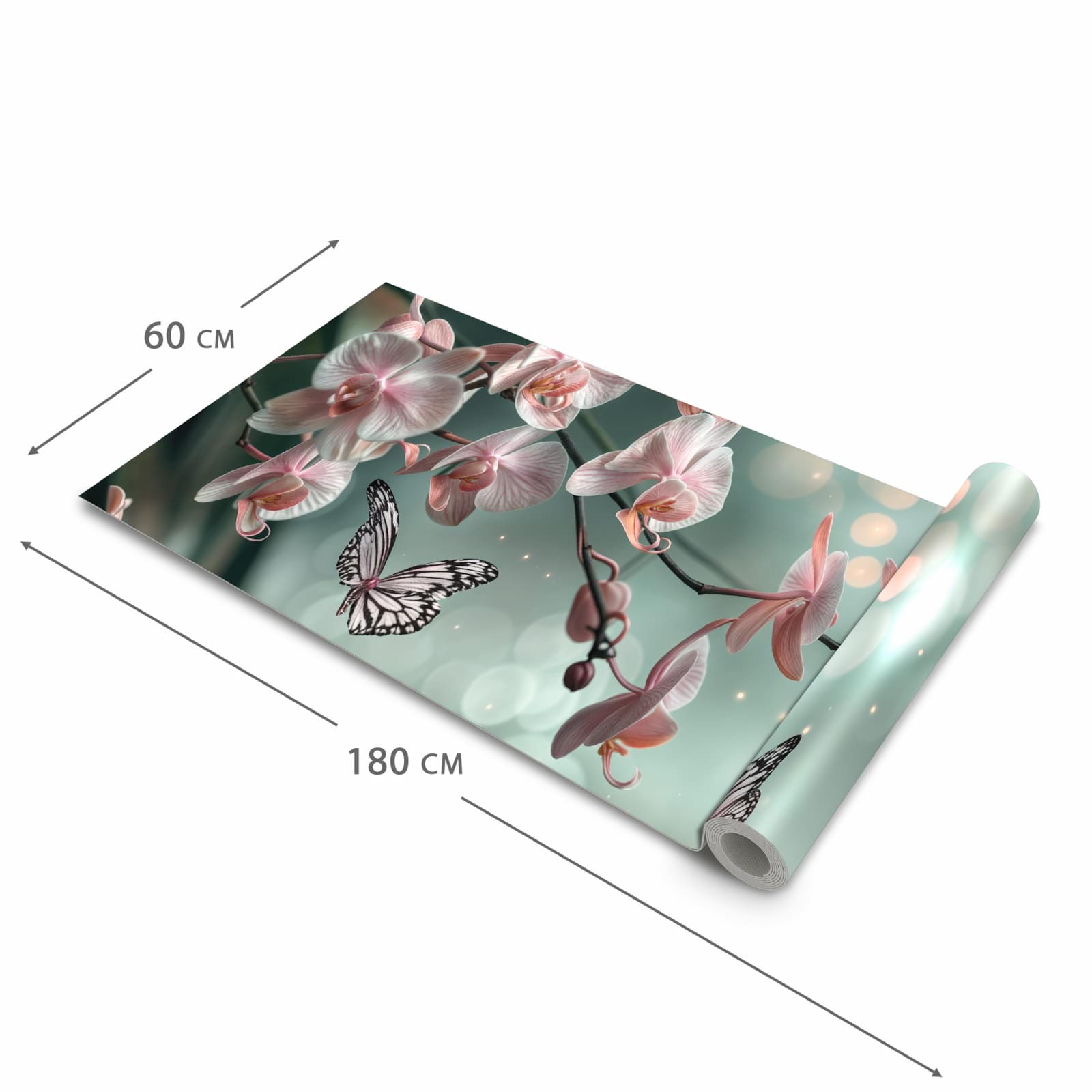 Küchenteppich mit Motiv Orchideen Schmetterling in der Grösse 60x270 cm für sichere Aufbewahrung