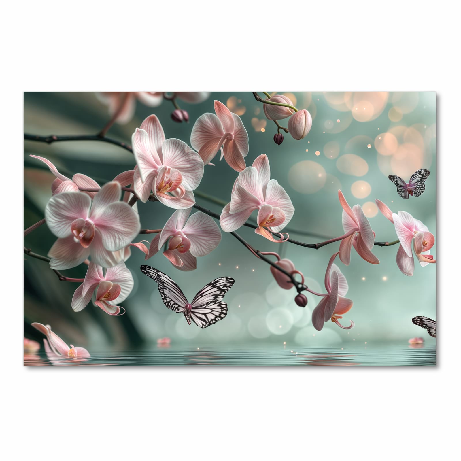 Zeitsparender rutschfester Küchenteppich mit Motiv Orchideen Schmetterling in Frontansicht