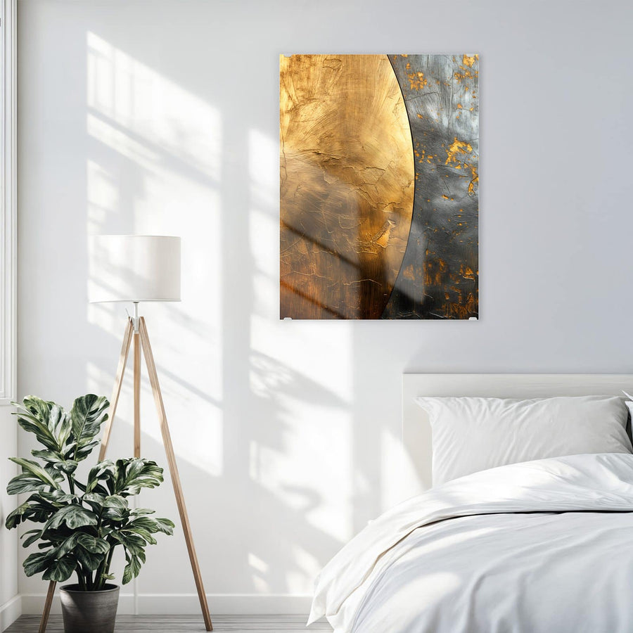 Maße Wandbild - Goldbogen auf Grau - Hochformat