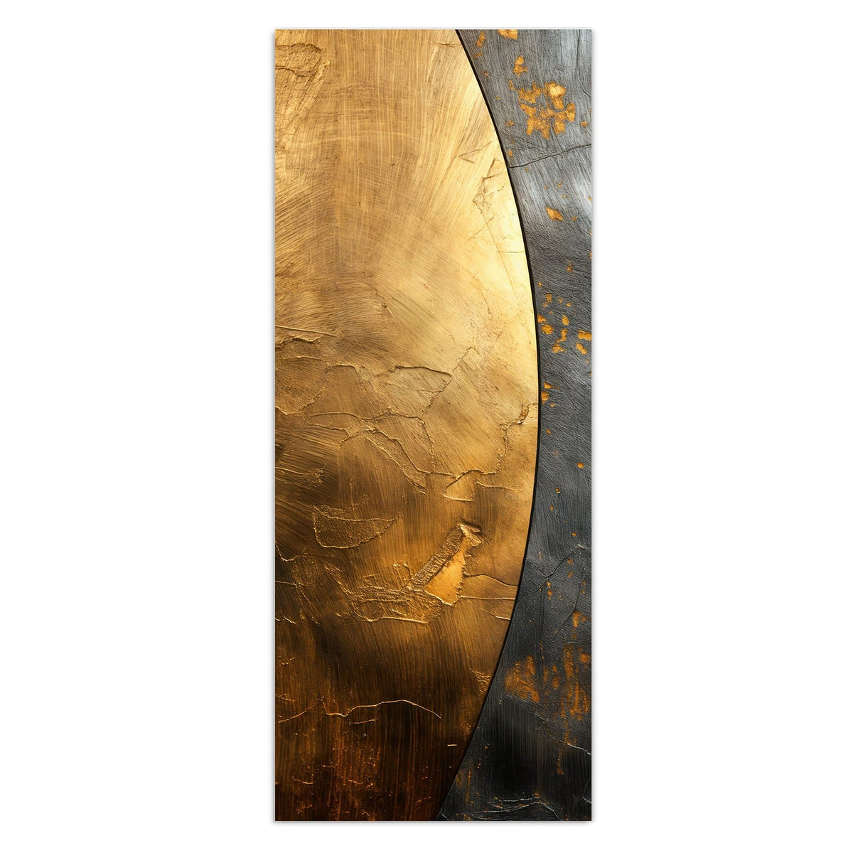 Wandbild - Goldbogen auf Grau - Hochformat – Goldener Bogen neben dunklem Grau