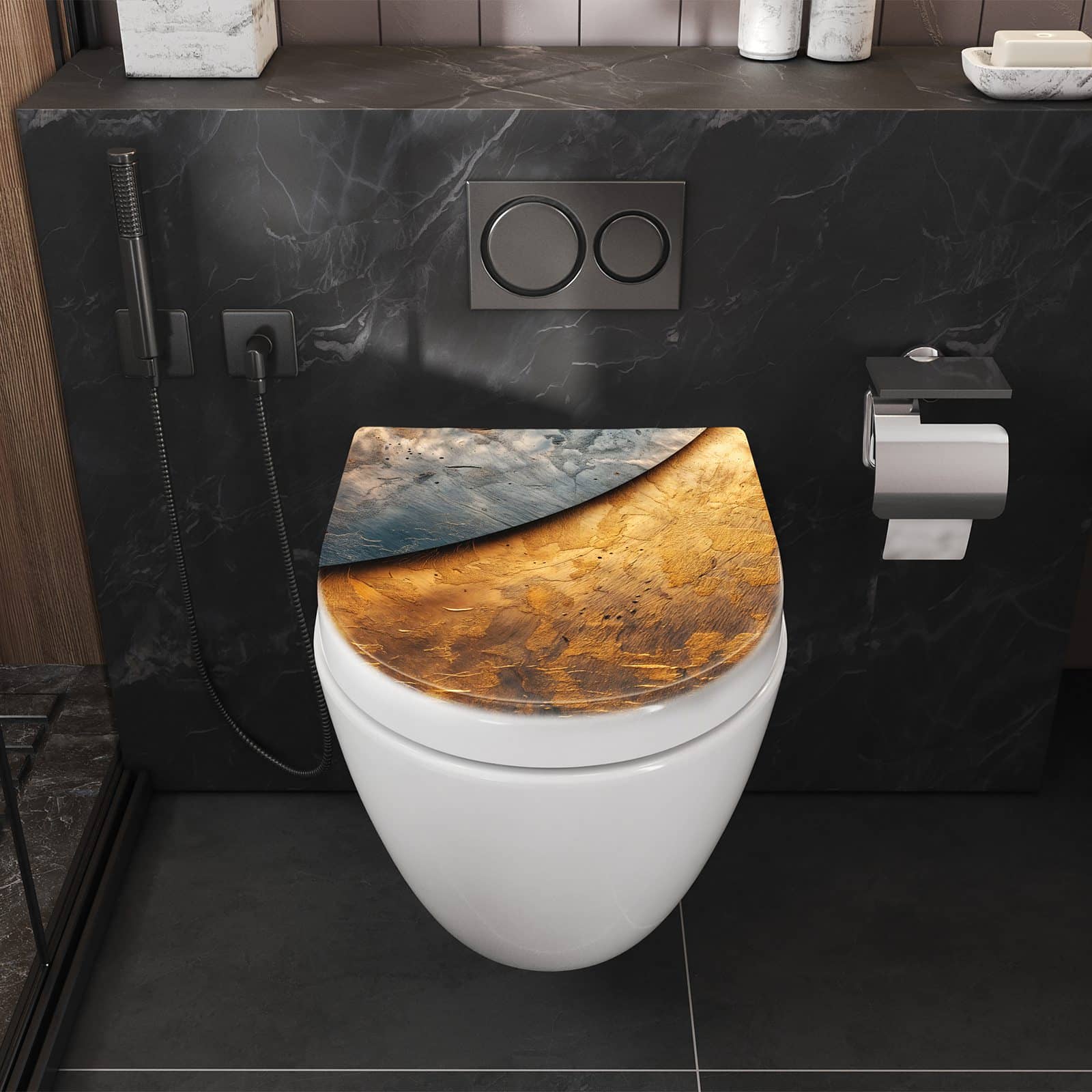 WC-Sitz mit Absenkautomatik Abstraktes Metall