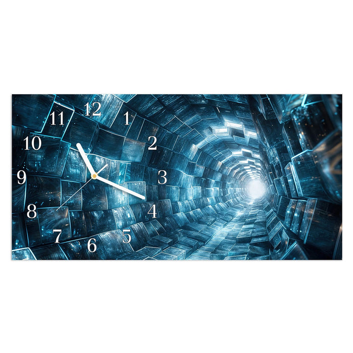 Wanduhr Futuristischer Tunnel aus Glas – Querformat 60 × 30 cm mit Ziffernblatt Klassisch
