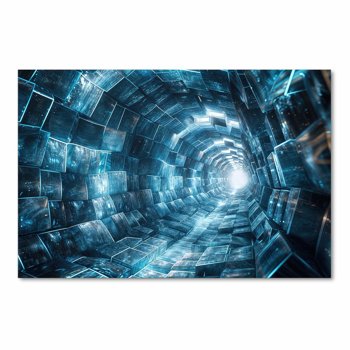 Komfortabler rutschfester Küchenläufer mit Motiv Futuristischer Tunnel in Frontansicht