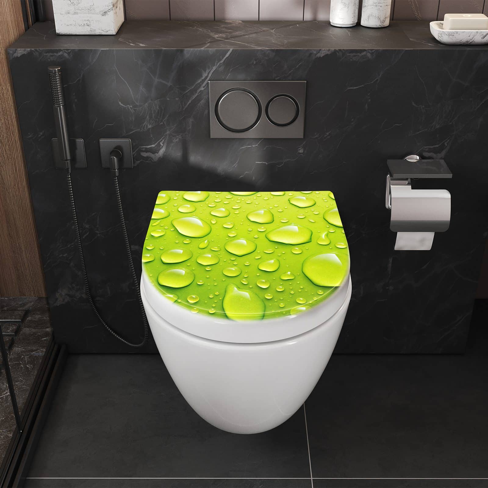 WC-Sitz mit Absenkautomatik Sanfte Wassertropfen