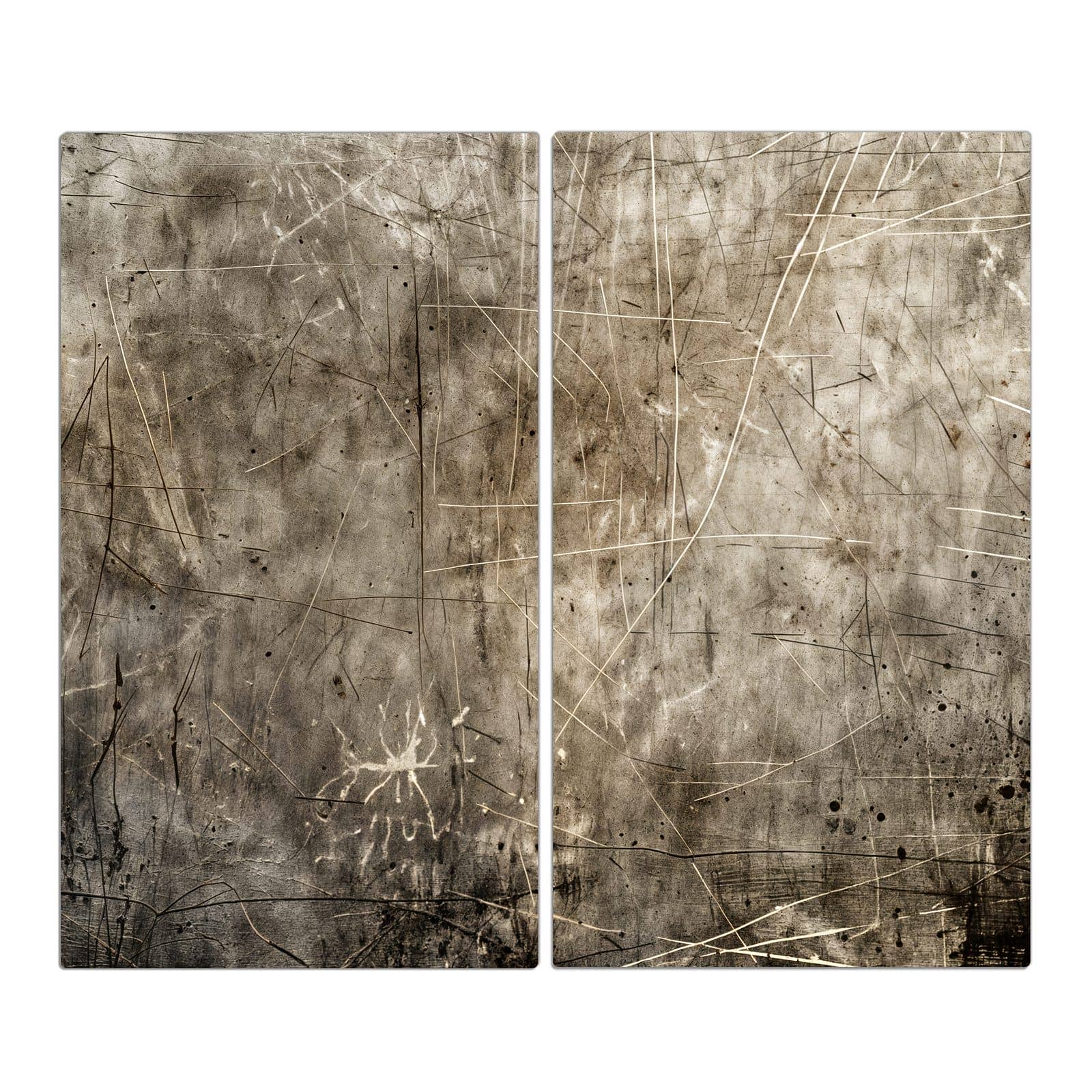 2-teilige Herdabdeckplatte mit Abstrakte Kratzstruktur-Motiv in der Frontansicht #grösse_2-Teilig (60x52cm)