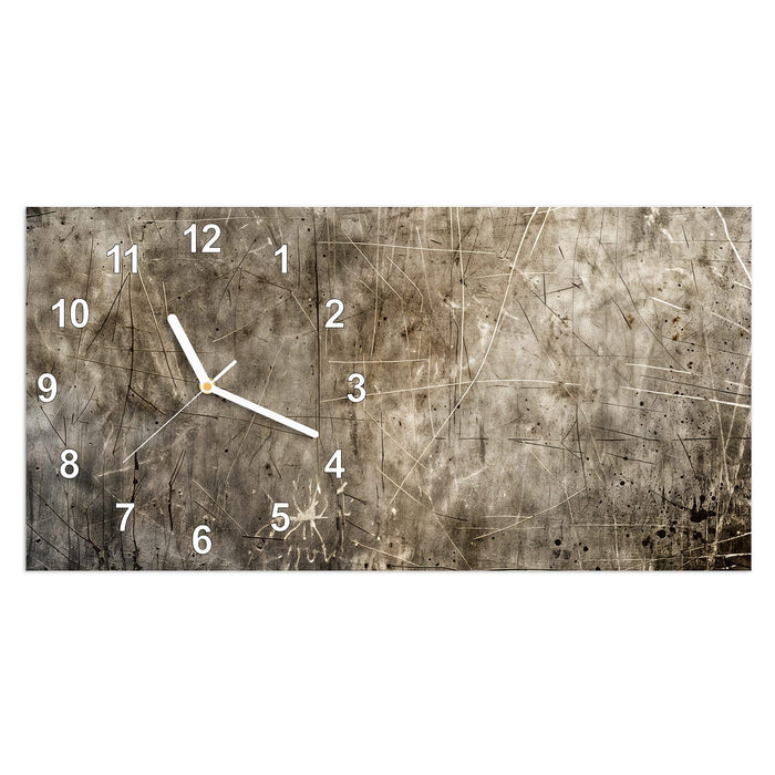 Wanduhr Abstrakte Kratzstruktur aus Glas – Querformat 60 × 30 cm mit Ziffernblatt Modern