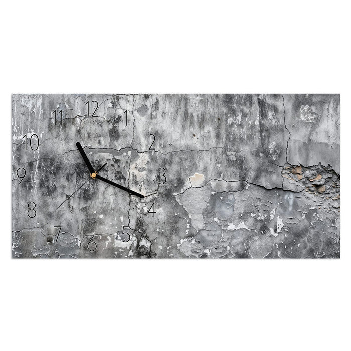 Wanduhr Gealterte Wandoberfläche aus Glas – Querformat 60 × 30 cm mit Ziffernblatt Elegant