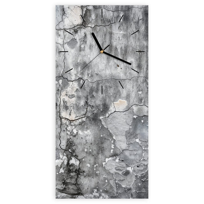 Wanduhr Gealterte Wandoberfläche aus Glas – Hochformat 30 × 60 cm mit Ziffernblatt Linie