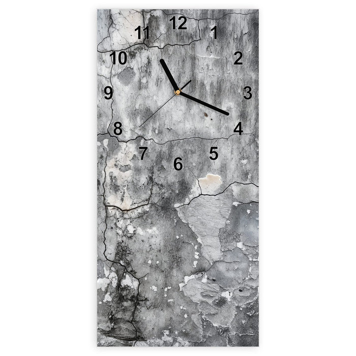 Wanduhr Gealterte Wandoberfläche aus Glas – Hochformat 30 × 60 cm mit Ziffernblatt Modern
