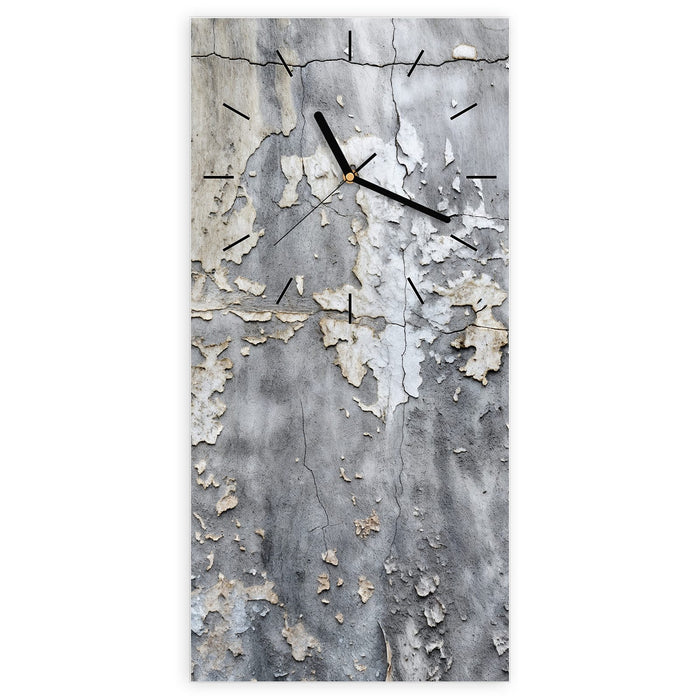 Wanduhr Abblätternde Wand aus Glas – Hochformat 30 × 60 cm mit Ziffernblatt Linie