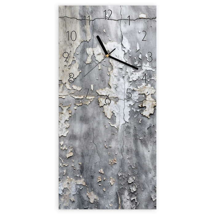 Wanduhr Abblätternde Wand aus Glas – Hochformat 30 × 60 cm mit Ziffernblatt Elegant