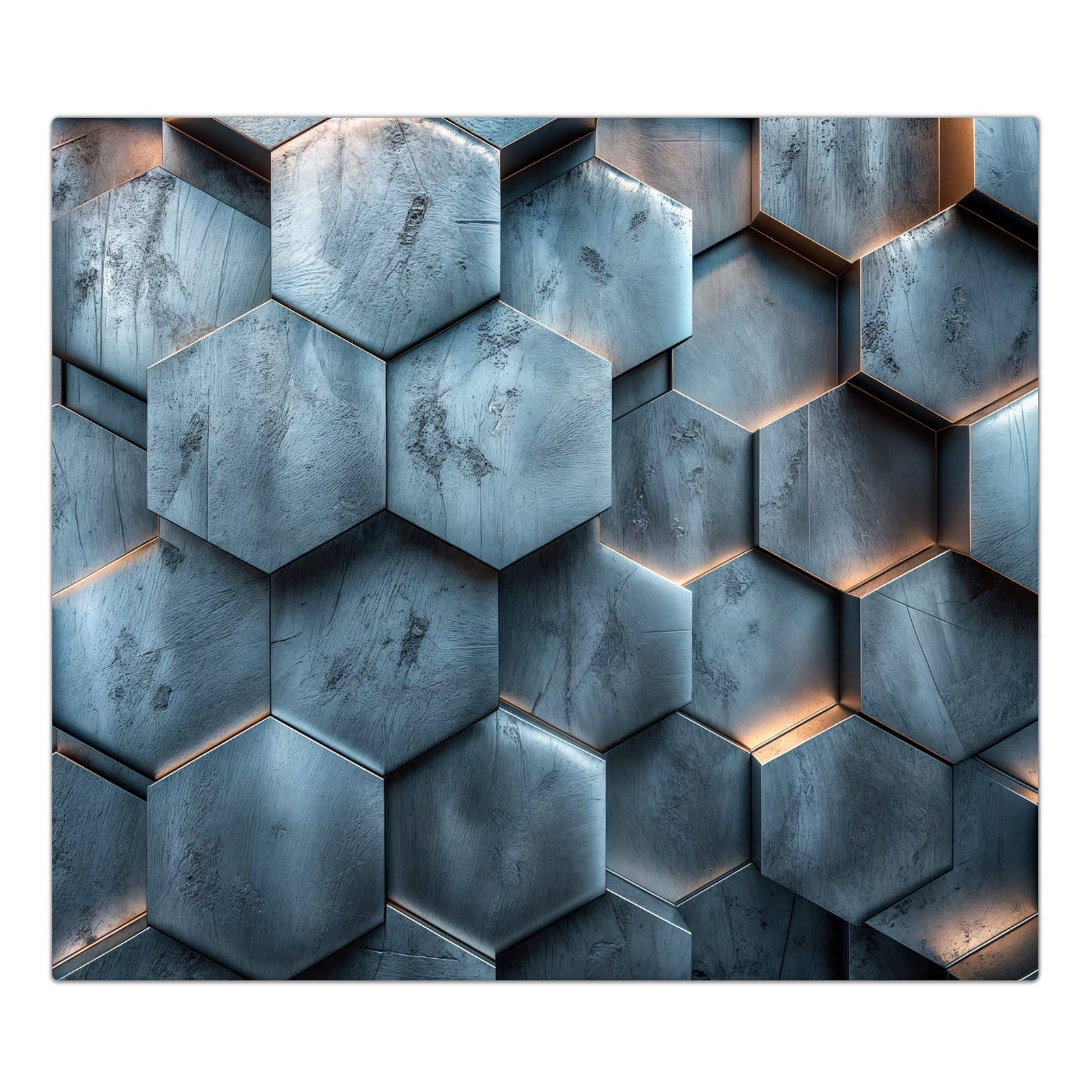 1-teilige Herdabdeckplatte mit Hexagon Struktur-Motiv in der Frontansicht #grösse_1-Teilig (60x52cm)