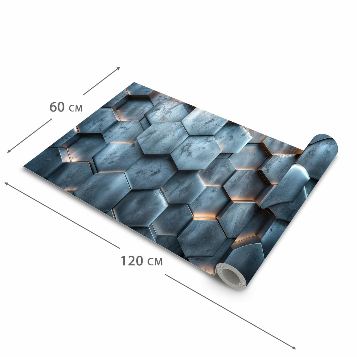 Rutschfester Küchenläufer mit Motiv Hexagon Struktur in der Grösse 60x120 cm