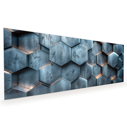 Küchenrückwand mit dem Motiv Wabenmuster in Blau