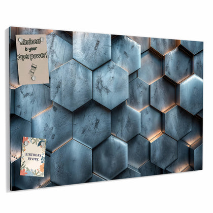 Metall Magnettafel mit dem Motiv Wabenmuster in Blau