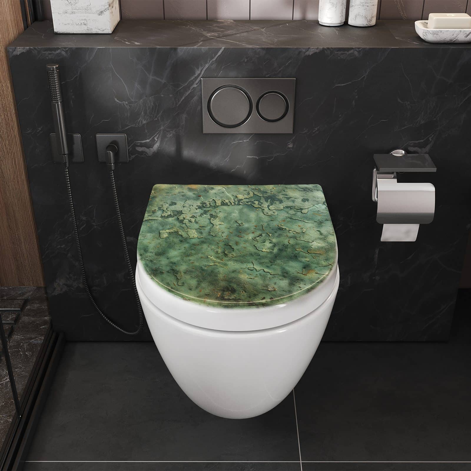 WC-Sitz mit Absenkautomatik Verwitterte Textur