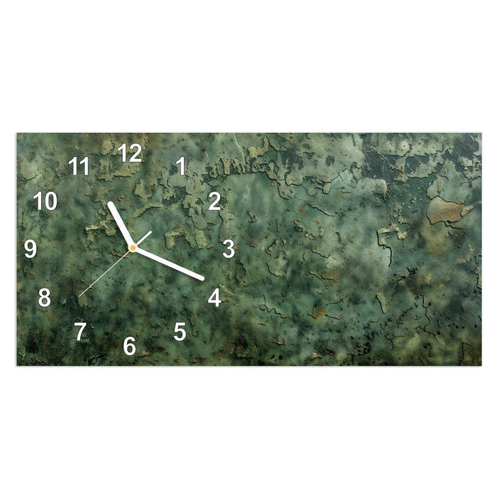 Wanduhr Verwitterte Textur aus Glas – Querformat 60 × 30 cm mit Ziffernblatt Modern