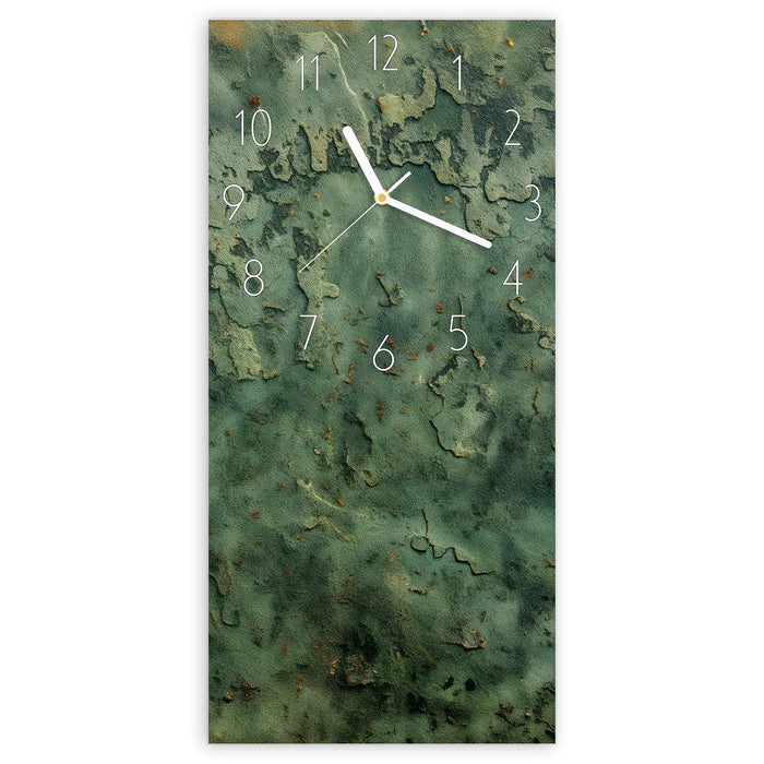 Wanduhr Verwitterte Textur aus Glas – Hochformat 30 × 60 cm mit Ziffernblatt Elegant
