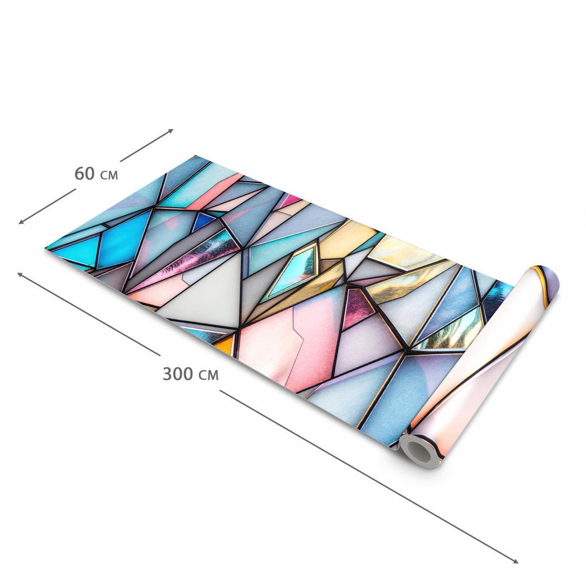 Farbbeständiger rutschfester Küchenteppich mit Motiv Buntes Glasmosaik in der Grösse 90x240 cm