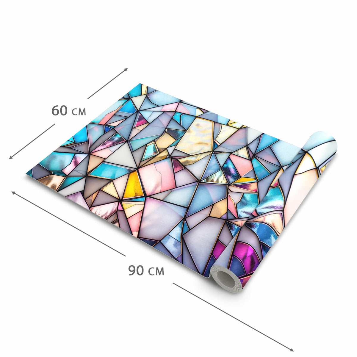 Formstabiler waschbarer Küchenteppich mit Motiv Buntes Glasmosaik in der Grösse 90x240 cm