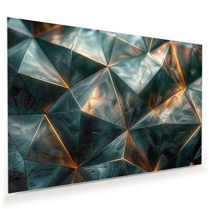 Wandbild mit dem Motiv Dreiecke mit Goldkanten