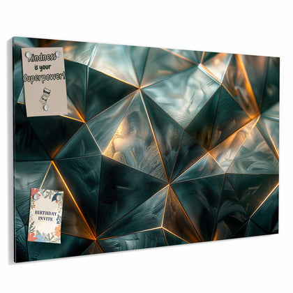 Metall Magnettafel mit dem Motiv Dreiecke mit Goldkanten