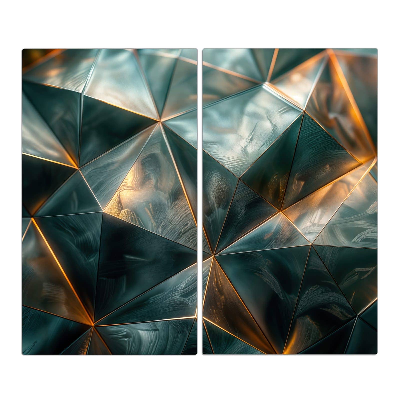 2-teilige Abdeckung für Herdplatte mit Kunstvolle Geometrie-Motiv in der Frontansicht #grösse_2-Teilig (60x52cm)