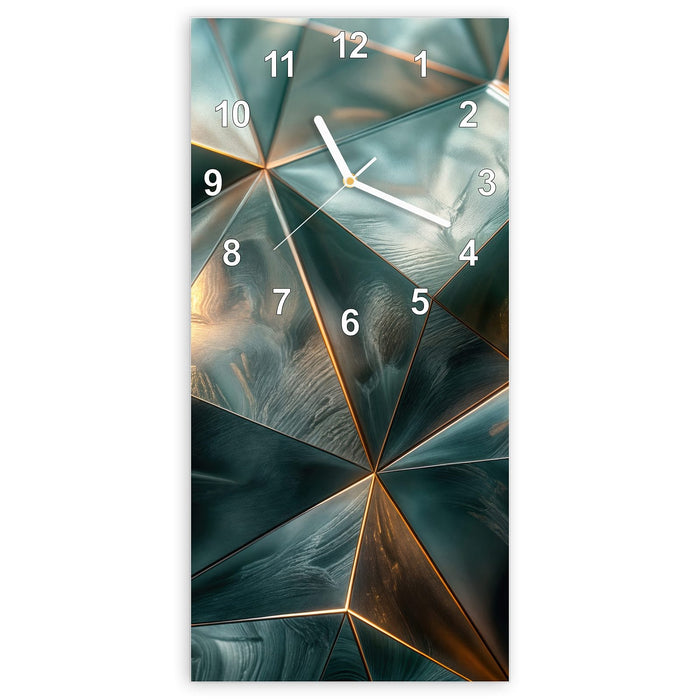 Wanduhr Kunstvolle Geometrie aus Glas – Hochformat 30 × 60 cm mit Ziffernblatt Modern
