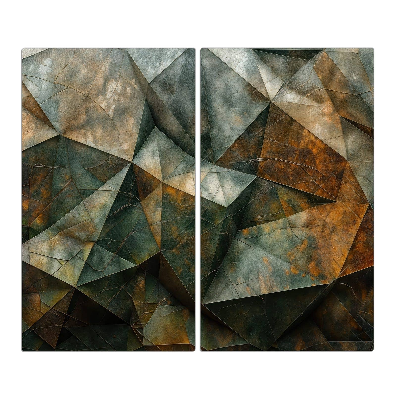 2-teilige Herdplattenabdeckung mit Geometrische Abstraktion-Motiv in der Frontansicht #grösse_2-Teilig (60x52cm)