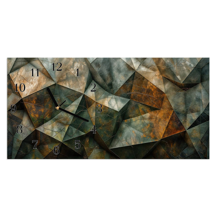 Wanduhr Geometrische Abstraktion aus Glas – Querformat 60 × 30 cm mit Ziffernblatt Klassisch