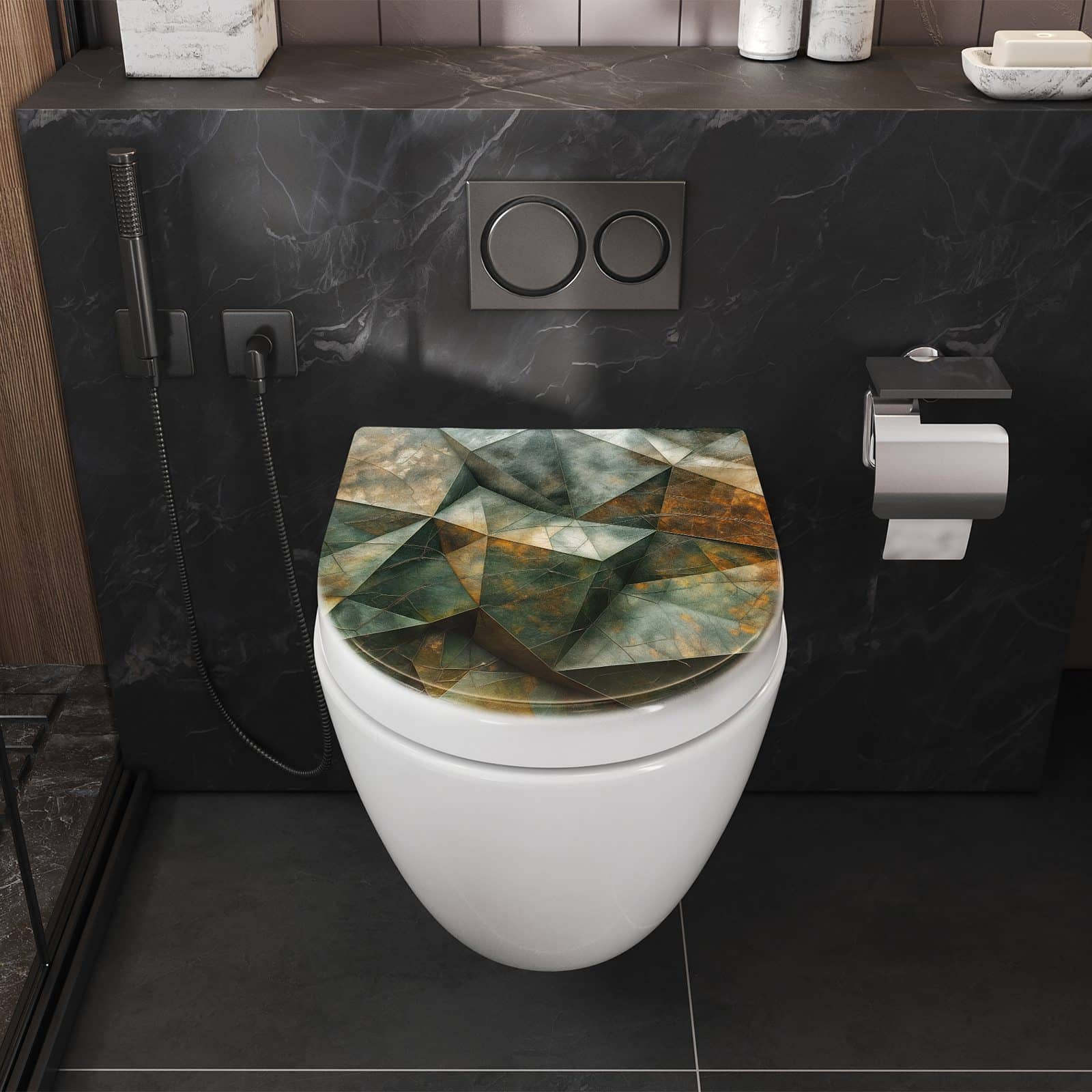 WC-Sitz mit Absenkautomatik Geometrische Abstraktion