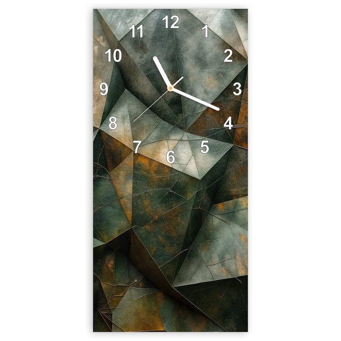 Wanduhr Geometrische Abstraktion aus Glas – Hochformat 30 × 60 cm mit Ziffernblatt Modern