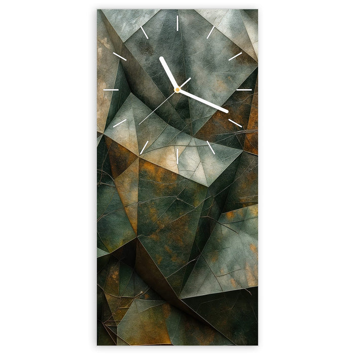 Wanduhr Geometrische Abstraktion aus Glas – Hochformat 30 × 60 cm mit Ziffernblatt Linie