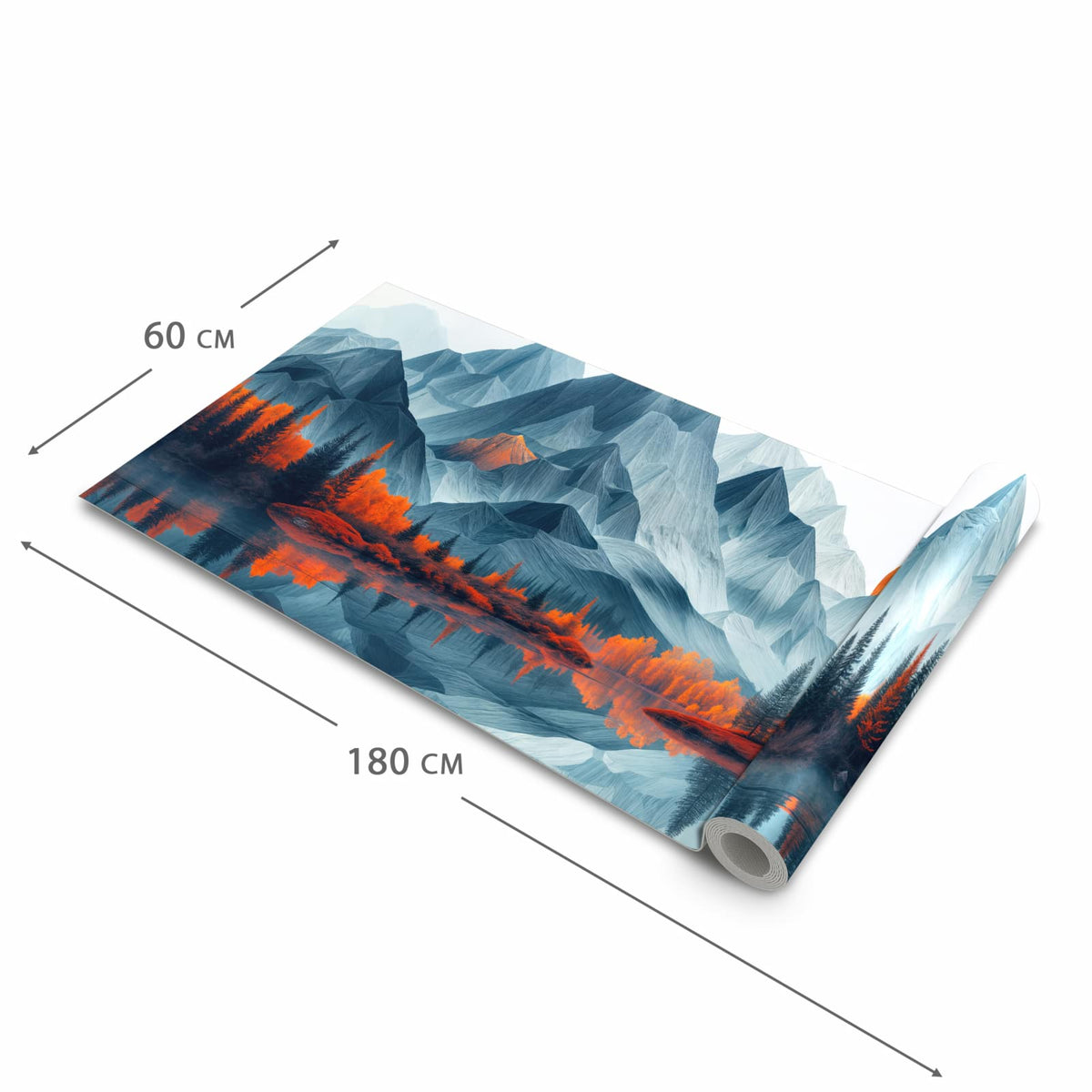 Pflegeleichter Küchenläufer mit Motiv Berge Mit Spiegelung in der Grösse 90x180 cm zum Waschen