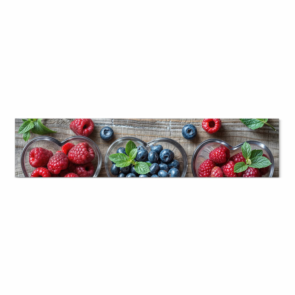 Geräuschdämpfender Bodenläufer mit Motiv Herzschalen Beeren in Frontansicht