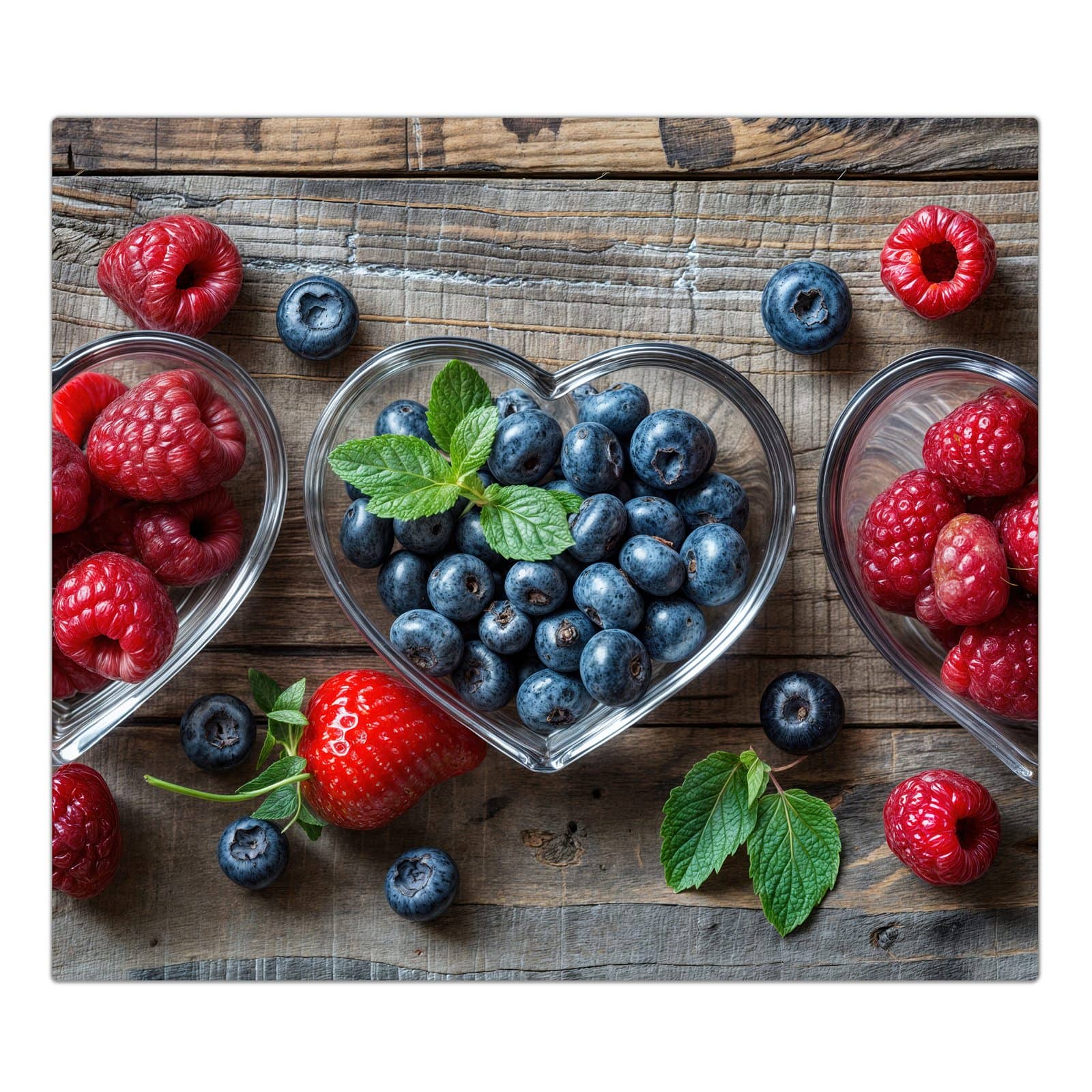 1-teilige Herdabdeckung mit Herzschalen Beeren-Motiv in der Frontansicht #grösse_1-Teilig (60x52cm)