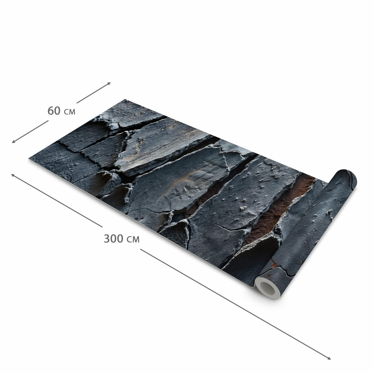 Hygienischer rutschfester Küchenteppich mit Motiv Rissige mit Oberfläche in der Grösse 80x300 cm