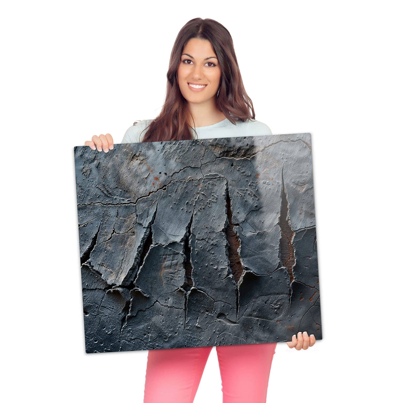 Herdabdeckplatte mit Rissige mit Oberfläche-Motiv wird zur Größendarstellung gehalten