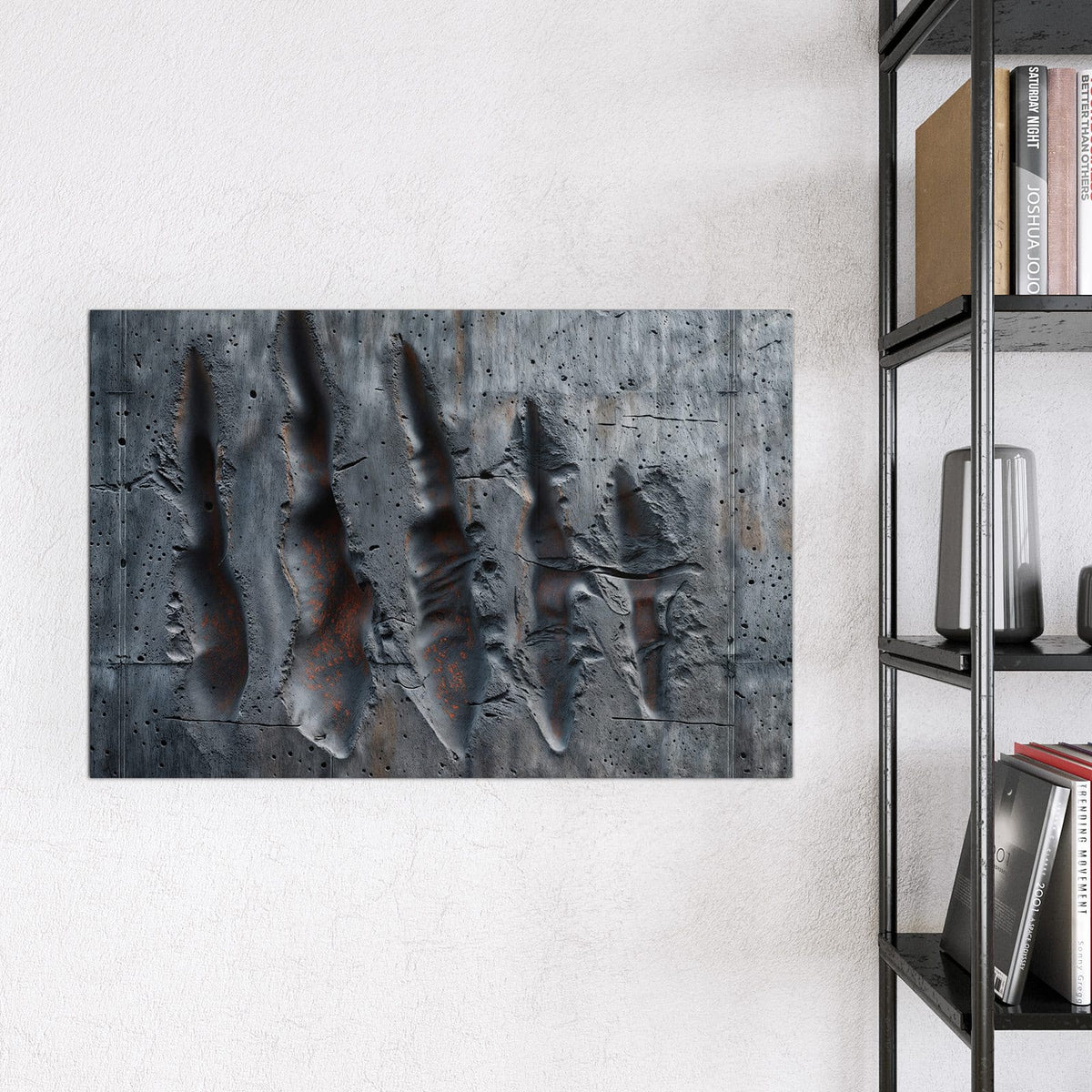 Magnettafel - Rostspuren im Beton – Geätzte Linien in Grau und Rost