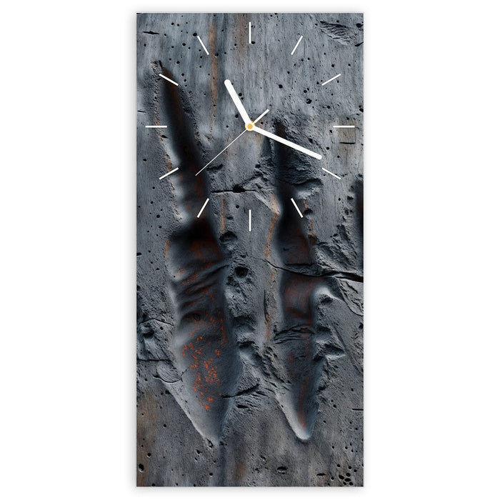 Wanduhr Strukturiertes Muster aus Glas – Hochformat 30 × 60 cm mit Ziffernblatt Linie