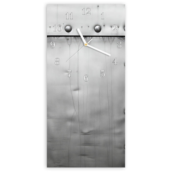 Wanduhr Metallplattenoptik aus Glas – Hochformat 30 × 60 cm mit Ziffernblatt Klassisch