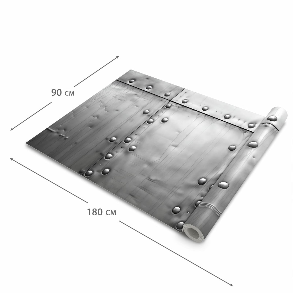 Pflegeleichter moderner Küchenläufer mit Motiv Metallplattenoptik in der Größe 80x280 cm