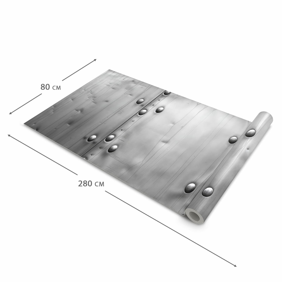 Langlebiger waschbarer Küchenläufer mit Motiv Metallplattenoptik in der Grösse 80x280 cm