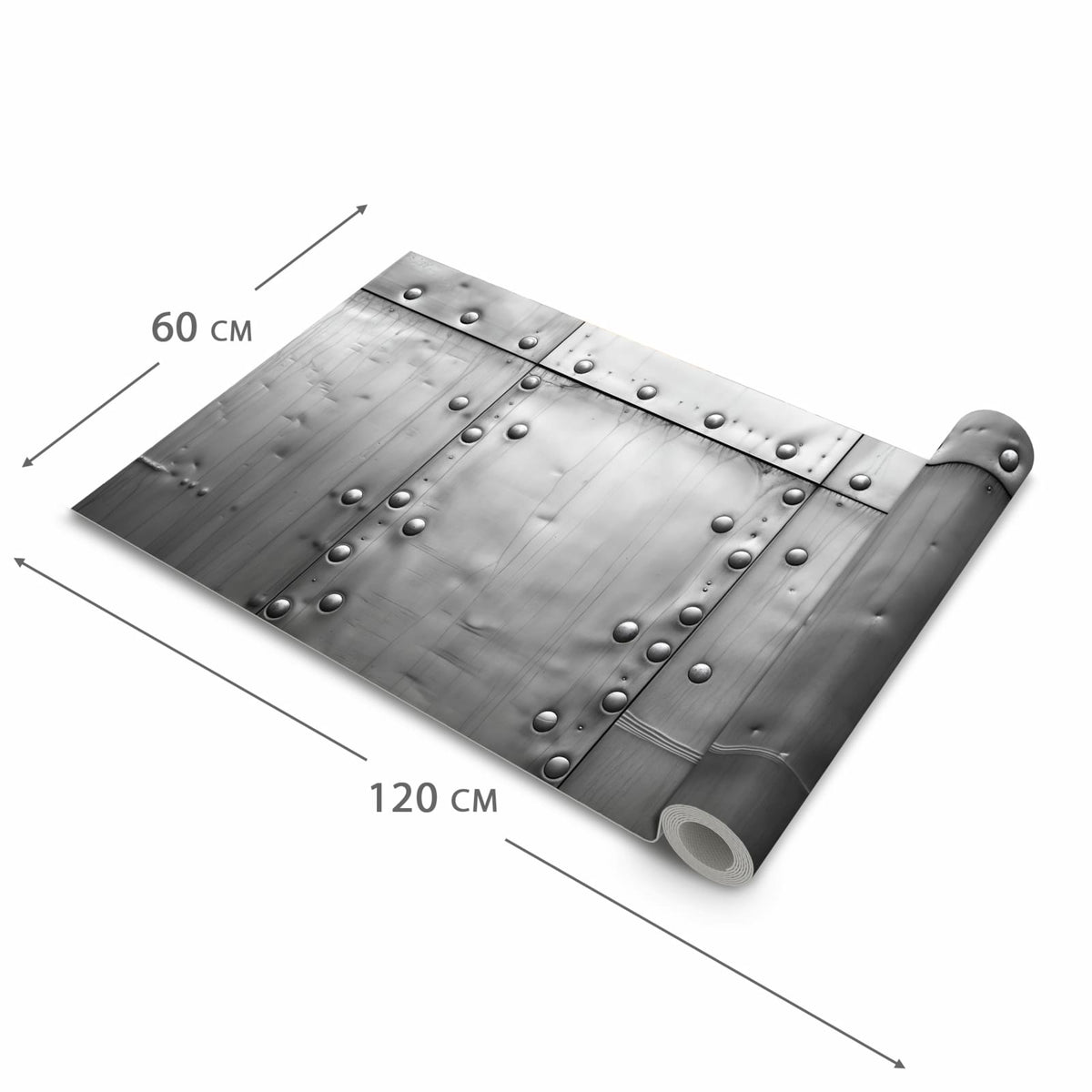 Zeitsparender großer Küchenteppich mit Motiv Metallplattenoptik in der Größe 80x280 cm