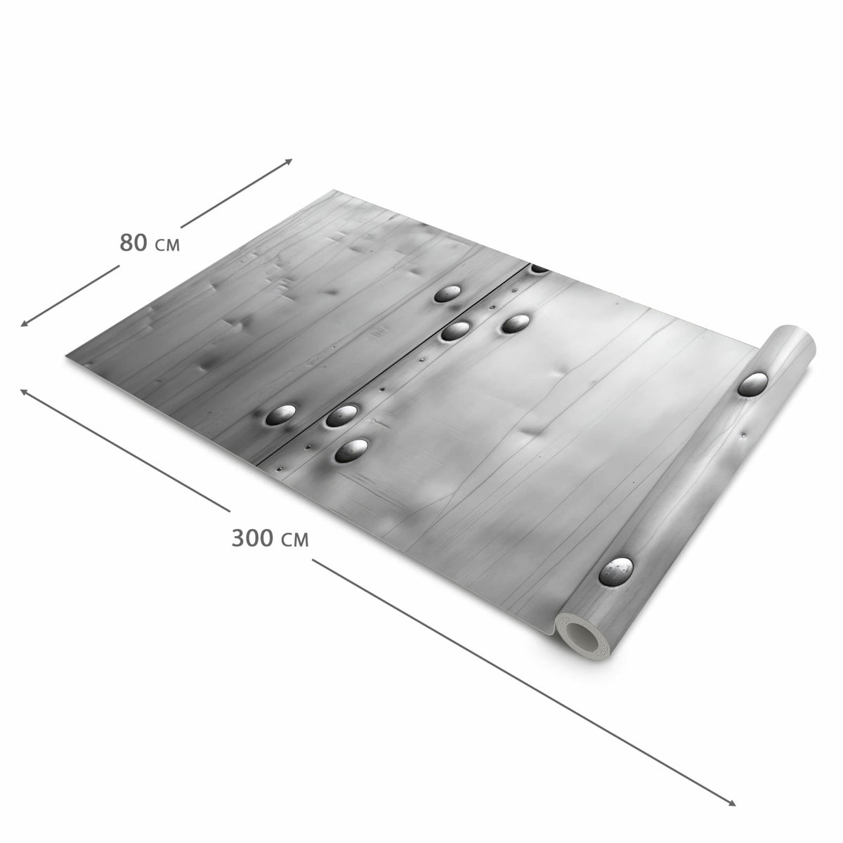 Flacher rutschfester Küchenläufer mit Motiv Metallplattenoptik in der Grösse 80x280 cm