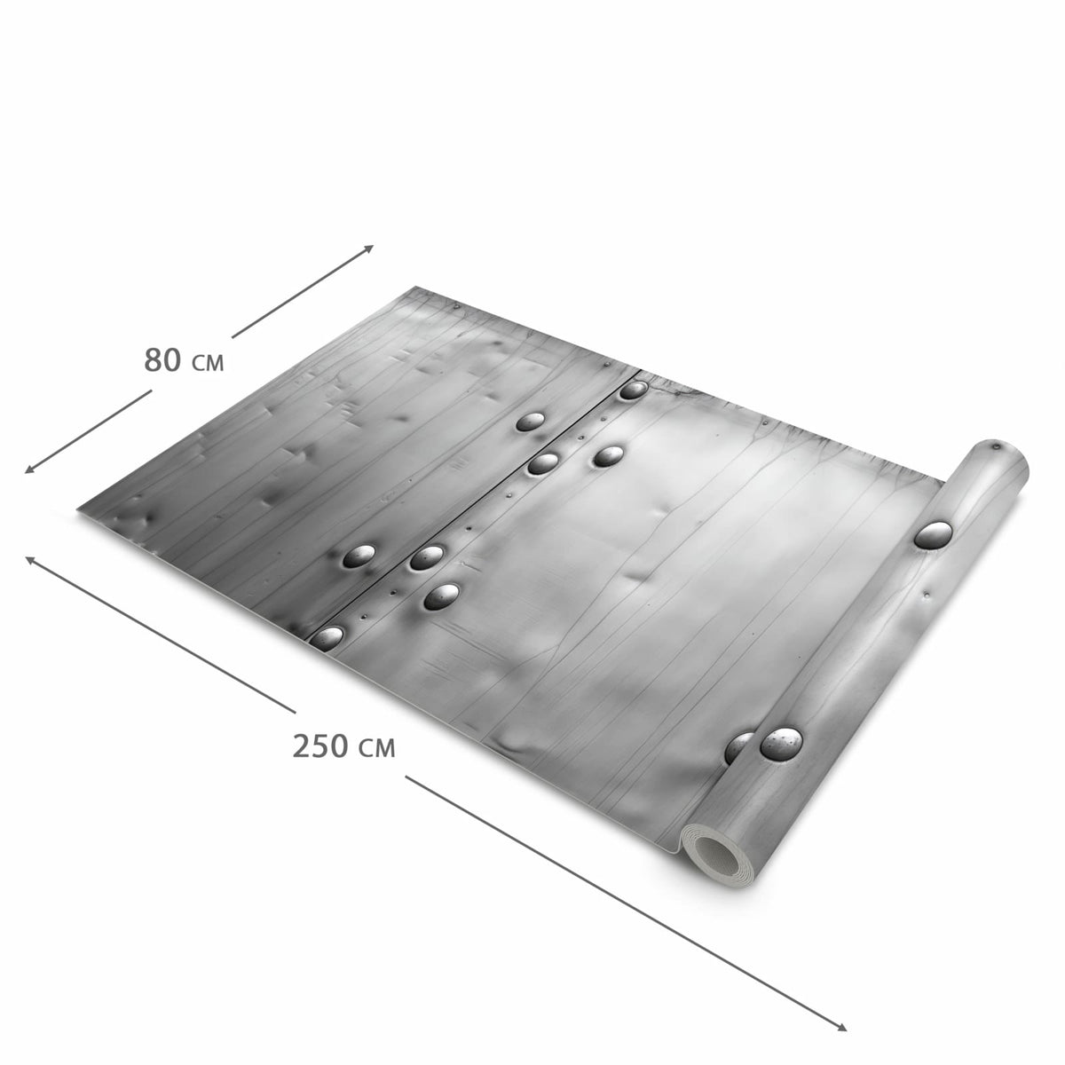 Geruchsneutraler rutschfester Küchenläufer mit Motiv Metallplattenoptik in der Grösse 80x280 cm