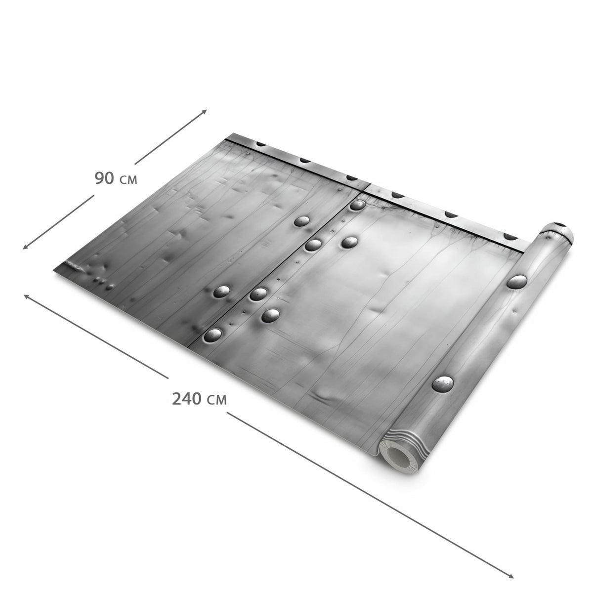 Komfortabler Küchenläufer nach Maß mit Motiv Metallplattenoptik in der Größe 80x280 cm
