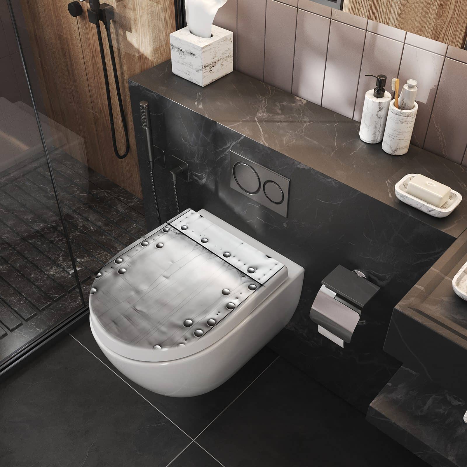 WC-Sitz mit Absenkautomatik Metallplattenoptik